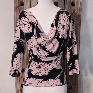 Betsey Johnson 1990's Retro Cowl Neck Floral Top